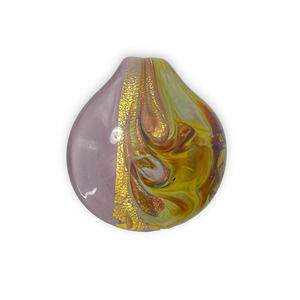Murano Glass Necklace Pendant Purple Gold Swirl Round Glass Pendant Charm Italy